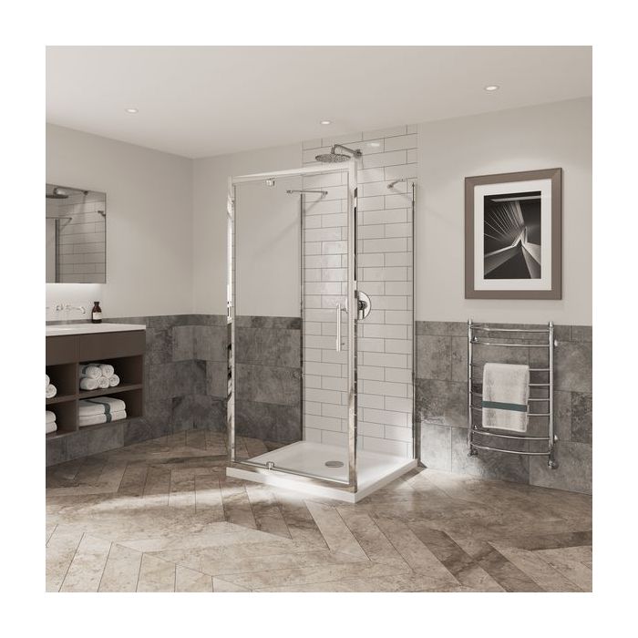 Coram OPTIMA6 plain glass side panel 760 x 1900mm Chrome Finish 