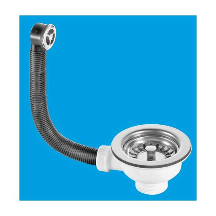 Mcalpine Flange Basket Straight Waste 1 1/2 X 113Mm Stainless Steel