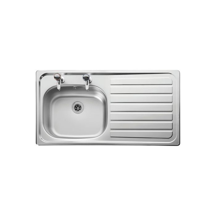 Leisure Lexin Le95r 2 Tap Hole Right Hand Single Bowl Side Drainer 950 X 508 Stainless Steel
