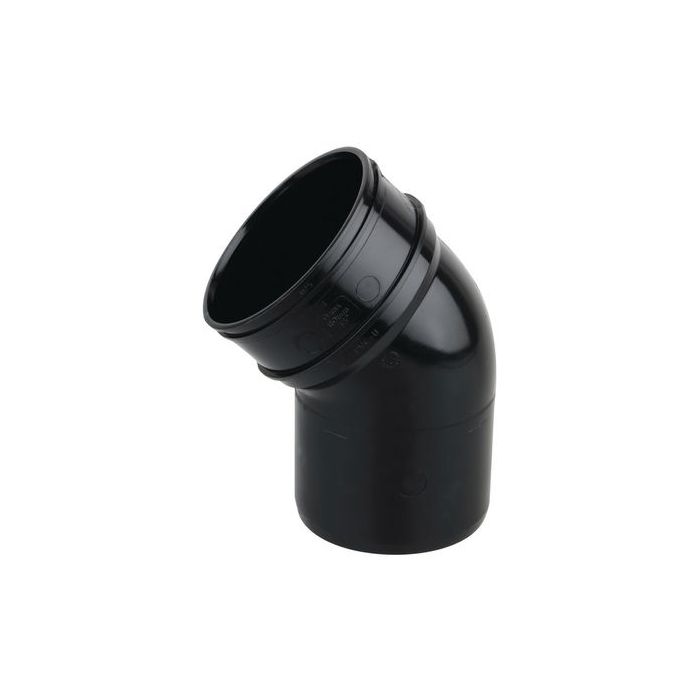 Wavin OsmaSoil 45deg single solvent-weld bend 110mm Black