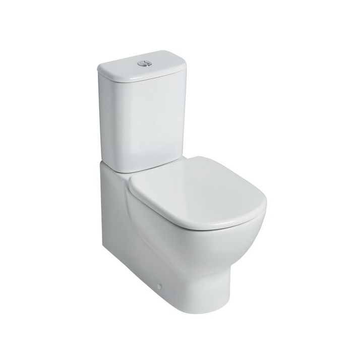 Ideal Standard Tesi close coupled horizontal outlet back to wall WC bowl with aquablade technology
