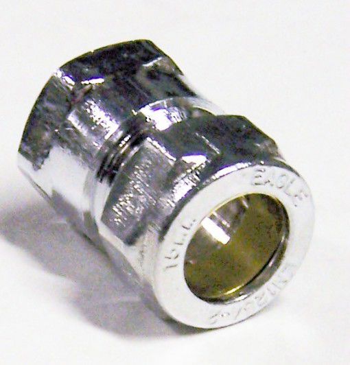Center Center Brand compression straight female iron connector 22mm x 3/4 Chrome Plated 